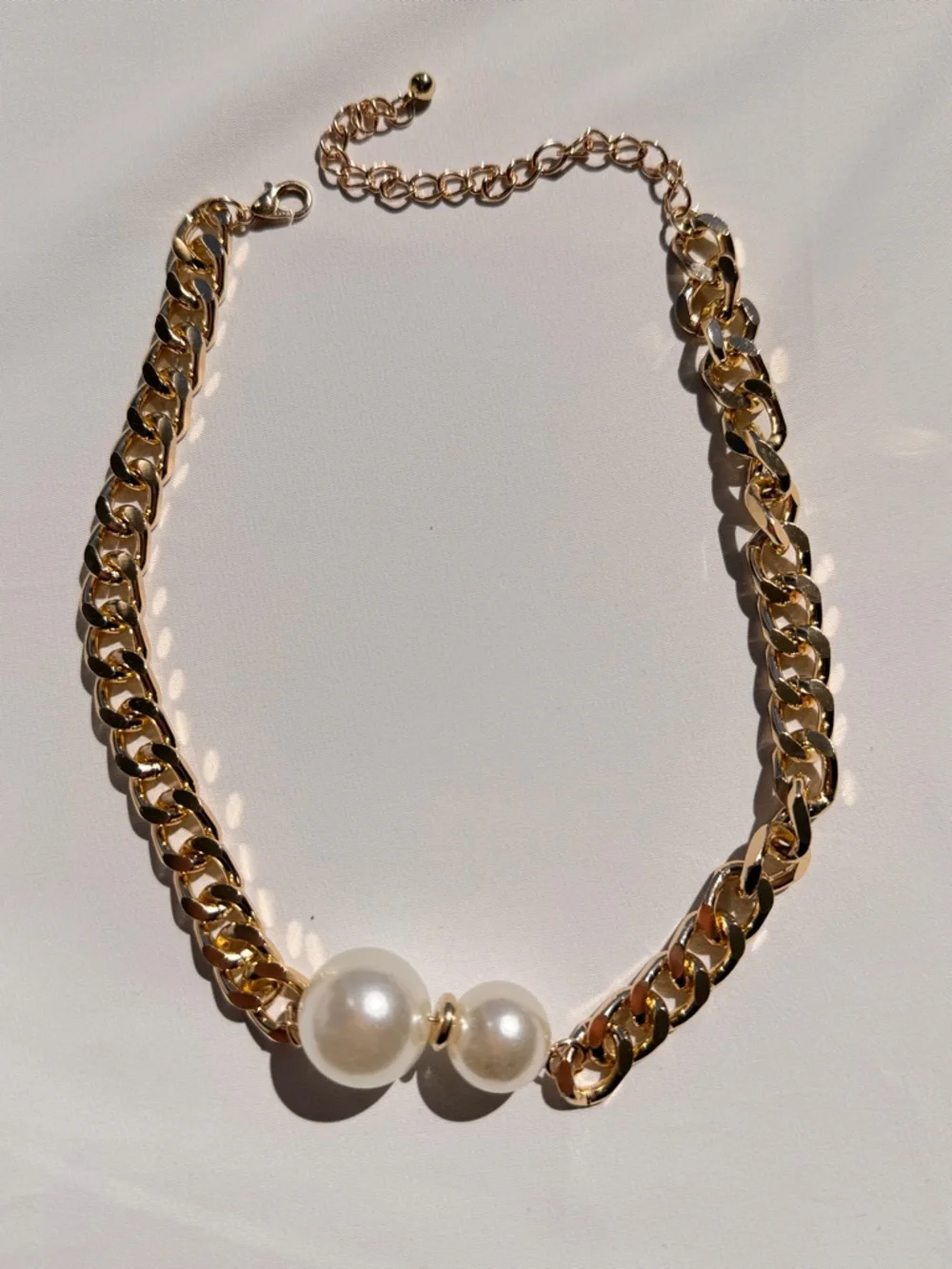 Anthropologie Gold Chain Choker with Pearl Duo